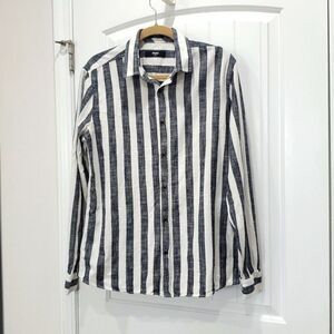 Mavi Mens 100% Cotton Long Sleeve Stripe Shirt, Size Medium